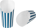 Restaurantware Bio Tek 16 Ounce French Fry Containers 100 Disposable Charcuterie Cups - Incline Design Round Striped Paper French Fry Cups Stackable For Waffles Chips or Popcorn