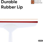 Superio Rubber Squeegee, 2 Pack, Streak Free All Purpose Window Squeegee, Comfort Grip Handle and Hanging Hook (Grey- Red, 10 Inch- 2 Pack)