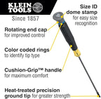Klein Tools 6233 Mini Precision Screwdriver, #0 Phillips, Features Cushion-Grip Handle, Rotating Cap and Color Coded Ring, 3-Inch Shank