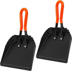 (2PK) Metal Dust Pans Heavy Duty, 12” Outdoor Dustpan with Rubber Handheld Handle, Large Shovel Wide Scooopers for Garage Shop Fireplace Commercial Uses