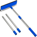 2 in 1 Window Squeegee,Car Window Cleaner Tool with 55" Long Stainless Steel Handle,Sponge Car Squeegee for Home,Gas Station,Glass,Shower,Outdoor High Window Cleaning