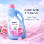 Liquid Fabric Softener and Conditioner, April Fresh Scent, 77 fl oz, 105 Loads – Laundry Softening Liquid for Fresh Scented Clothes and Reduced Static