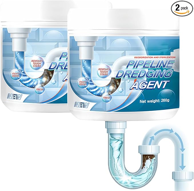 Upgrade Drain Clog Remover, Powerful Pipe Dredging Agent, Sink Drain Cleaner for Kitchen Bathroom, Unclogging Solution for Pipes, Toilets & Showers (2 PCS)