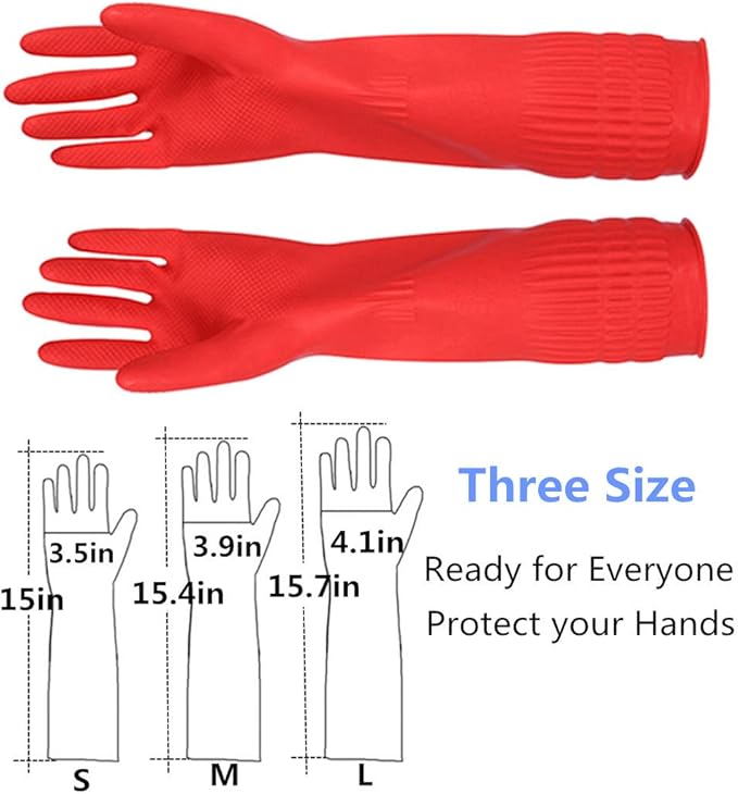 Rubber Cleaning Gloves Kitchen Dishwashing Glove 6-Pairs,Waterproof Reuseable.(Small)