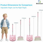 28'' Kids Mini Broom and Dustpan Set - Toddler Cleaning Toy, Toddler Household Helper, Parent-Child Interactive Play Cleaning Tool, Cute Cartoon Design, Small Safe Corner Broom (Pink)
