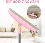 Multifunction Silicone Broom, 54 Inch Adjustable Long Handle Rubber Broom Sweeper for Floor Bathroom Kitchen Shower Pet Hair Glass(Gray Pink)