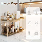 LEEDA 2 Tier Bathroom Counter Shelves, Countertop Shelf Organizer for Bathroom & Vanity, Skincare Organizers Rack,Countertop Organizer for Makeup, Lotion, Kitchen Corner & Dresser Storage(Gold)