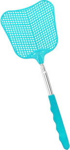 MYSTICHOME Fly Swatter 1 PCS, Durable Heavy Duty Plastic Fly Swatters, Stainless Steel Telescopic FlySwatter for Indoors/Outdoor/Kitchen/Garden (Blue)