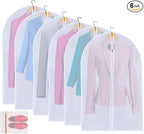 MsKitchen 6 Pack Shirt Garment Bags (24x36") - Dustproof Short Suit Covers - Durable PEVA Closet Bags with Sturdy Zipper for Blouses, Jackets, Sweaters & T-Shirts (Translucent)