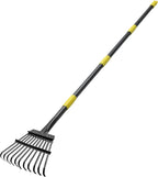 INFLATION Garden Rake for Leaves Sturdy Small Metal Yard Leaf Rakes for Lawns 78" Length 8.5 Inch Wide Adjustable 11 Tines for Women Men Kids Lightweight with Non-Slip Comfortable Smooth Long Handle