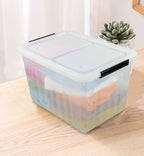 Asking 4-Pack Clear Large 50 L Plastic Storage Boxes, Plastic Storage Bins with Wheels