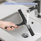 Shower Squeegee for Glass Doors with Adhesive Hook, Window Squeegee for Shower Glass, Cleaning Tile Wall, Bathroom Cleaner Tool Household Silicone Squeegee(10 inch-Black)