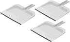 Superio Clip-On Dustpan with Rubber Lip - 10-inch Wide Durable Plastic Dust Pan with Comfort Grip Handle, White, 3-Pack