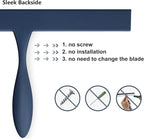 Squeegee for Shower Glass Door, 11-Inch Shower Squeegee for Glass Doors, Bathroom Silicone Squeegees Wiper for Shower with Non-Slip Handle, No-Drilling Silicone Hanging Hook, for Tiles (Dark Blue)