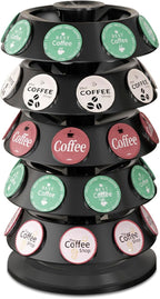 CEHNCEH K Cup Holder: Coffee Pod Carousel Organizer, Compatible with 40 Keurig K-Cup Pods, Spins 360-Degrees - Lazy Susan Platform, Home or Office Kitchen Counter Organize (New Model Black)