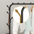 Wardrobe Closet, Portable Clothing Rack for Hanging Clothes,Clothing Storage Shelf,with Storage Shelves,for Cloakroom Bedroom, Design Good Load Bearing Non-Slip Corrosion Resistant Black