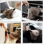 2pcs Ostrich Feather Dusters Natural Feathers Duster with Wooden Handle Natural Ostrich Feathers for Home Cleaning and Office Finishing Duster(2pcs，Length14”