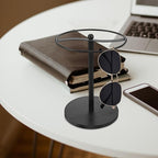 Sunglasses Display Rack Eyewear Storage Organizer Carbon Steel Frame with Black Pine Wood Base for Desktop Glasses Holder Home and Office Use