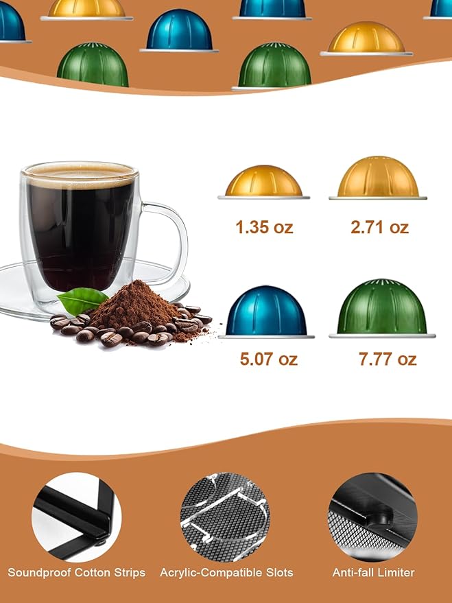 Sedegn Coffee Pod Holder Drawer Organizer Capsules Storage Organizer with Sliding Drawer Compatible For Pods, Holds up to 56 Small or 28 Big Pods Black