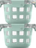 Ello Duraglass 2-Pack 2 Cup Reusable Glass Container Jar with Leak Proof Lids and Protective Silicone Sleeves | Perfect for Overnight Oats, Snacks, Yogurt | BPA-Free | Dishwasher Safe | Yucca