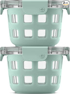 Ello Duraglass 2-Pack 2 Cup Reusable Glass Container Jar with Leak Proof Lids and Protective Silicone Sleeves | Perfect for Overnight Oats, Snacks, Yogurt | BPA-Free | Dishwasher Safe | Yucca