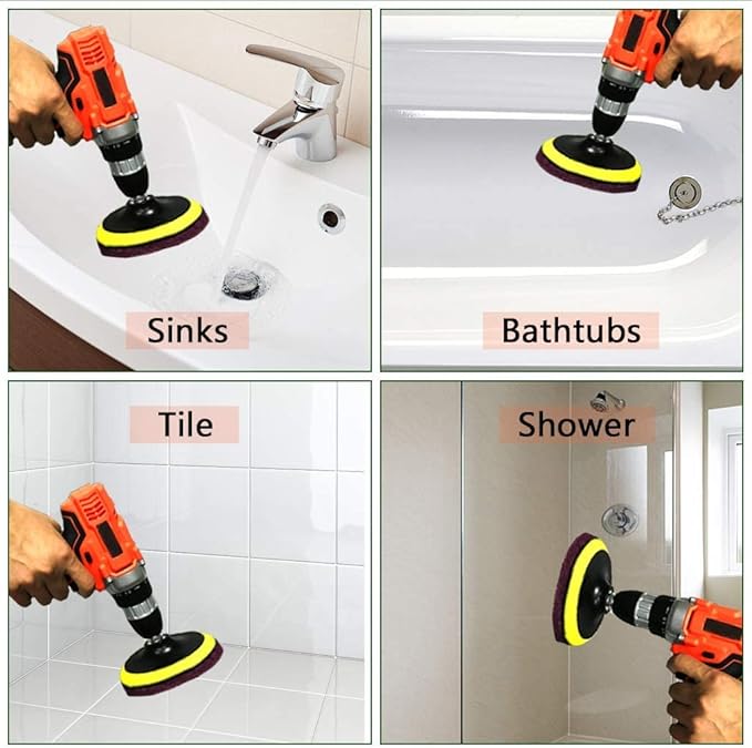 Auniwaig 1000-Grits 7 Inch Scrubber Scouring Pads, Drill Scuffing Disc Hoop and Loop Surface Conditioning Disc Drill Powered Brush Tile Scrub Scouring Pads 8pcs