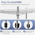FDW 5 Tier 22L x 12W x 48H Pantry Shelves Adjustable Metal Shelves NSF Storage Rack Shelving Units for Kitchen Garage Small Places Commercial,Chrome