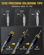 Fanttik T1 Max Soldering Iron Kit, Cordless Soldering Iron, 7 Seconds Fast Heating(390°F-840℉), Auto Sleep, 4 Precision Soldering Tips(C210), 360° Swivel Stand, Soldering Iron for Precision Repair