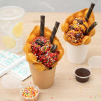 Restaurantware Bio Tek 12 Ounce French Fry Containers 100 Disposable Charcuterie Cups - Incline Design Round Kraft Paper French Fry Cups Stackable For Waffles Chips or Popcorn