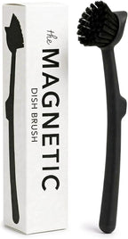 Earth & Mango Magnetic Dish Brush & Scraper, Snaps to Sink, Non-Scratch, Dishwasher Safe, Dish Scrubber – Onyx Black