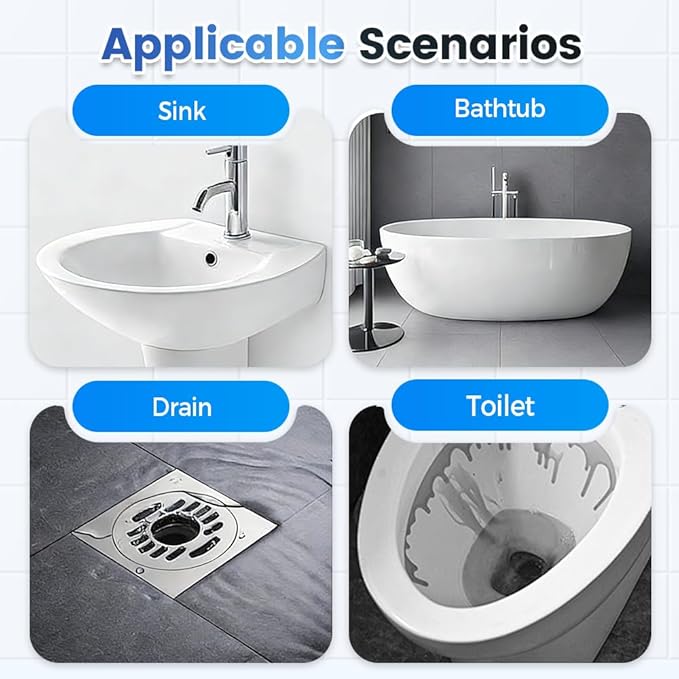 2026 New Multi-functional Sink & Drain Cleaner Powder, Quick Foaming Heavy Duty Clog Remover for Kitchen, Bathroom, Shower & Sewer Drains (2PCS)
