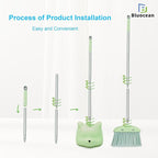 28'' Kids Mini Broom and Dustpan Set - Toddler Cleaning Toy, Toddler Household Helper, Parent-Child Interactive Play Cleaning Tool, Cute Cartoon Design, Small Safe Corner Broom (Green)