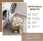 Laundry Wool Dryer Balls | Natural Fabric Softener – Reusable, Eco-Friendly, Reduces Drying Time – Wool Balls Replaces Dryer Sheets - 3 XL Pack - Laundry Balls for Dryer (3 Pack)