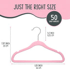 TechZoo 50 Premium Baby Velvet Hangers - 11.8 Inches Non-Slip & Ultra-Slim Baby Hangers for Space-Saving & Children Clothes - 360 Swivel Hook, Strong & Durable Infant & Toddler Clothes Hanger - Pink