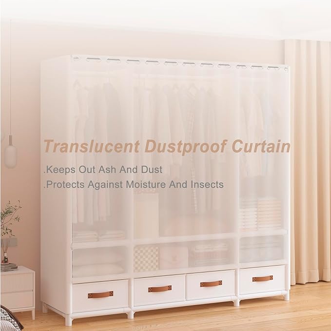Portable Closet,Portable Closets for Hanging Clothes,Japanese Style Wardrobe with 1 Hanging Rods,2 Storage Shelves,27.5" L x 17.7" W x 65.1" H,Black