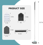nacena Shower Scrubber with Long Handle, 4 in 1 Tile Tub Scrubber Brush with 3 Detachable Cleaning Heads and V-Shaped Grout Brush Shower Cleaner Brush for Bathroom Kitchen Toilet Tub Sink, Blue White