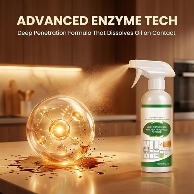 Kitchen Appliance Cleaner Spray, Multi-Purpose Cabinet Cleaner All in One, Kitchen Cabinet Cleaner for Stove Oven Range Hood Countertop, No Rinse No Scratch, 120ml/4oz (1PC)