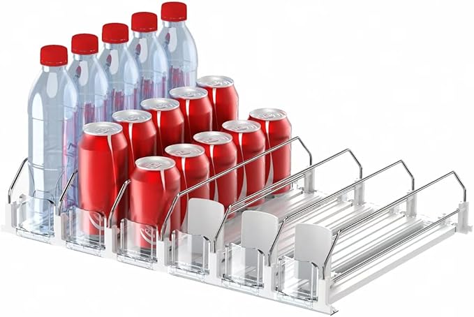 IBORING Drink Organizer for Fridge,Self Pushing Fridge Drink Organizer,Automatic Drink Dispenser for Fridge-Holds up to 30 Cans