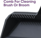 Superio 2-Pack Wide Plastic Dustpan with Comb - 16" Wide, Rubber Lip, Broom Handle Clip, Grey