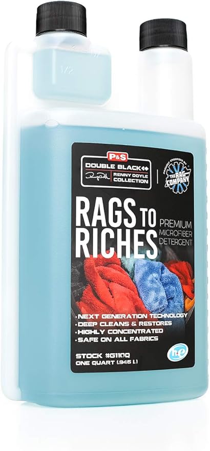P & S PROFESSIONAL DETAIL PRODUCTS - Rags to Riches - Premium Microfiber Detergent, Deep Cleans and Restores, Safe on All Fabrics, Highly Concentrated, Next Generation Cleaning Technology (1 Quart)