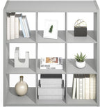 Furinno Simple Cube Storage Organizer, 9-Cube Display Shelf, Open Back Shelving Unit, Storage Shelves, Extra Thick Frame, for Organization and Storage, Living Room, Home Office, Light Grey