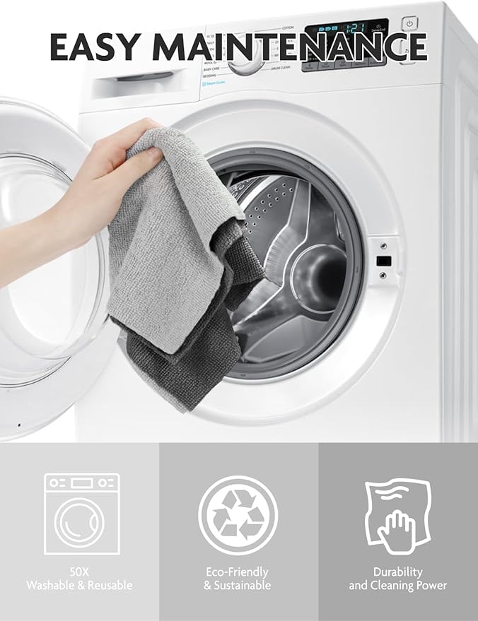Fantasticlean Microfiber Cleaning Cloth Roll -60 Pack, Tear Away Microfiber Towels, 12" x 12", Reusable, Washable, Scratch Free, Ultra Absorbent for All-Around Cleaning Supplies (Grey & DimGrey)