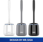 MR.SIGA Toilet Bowl Brush and Holder, Premium Quality, with Solid Handle and Durable Bristles for Bathroom Cleaning, Black, 1 Pack