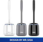 MR.SIGA Toilet Bowl Brush and Holder, Premium Quality, with Solid Handle and Durable Bristles for Bathroom Cleaning, White, 1 Pack