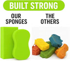 Multi-Purpose Sponges for Cleaning - Lime Green 4 Pack, Large Sponges for Car Washing, Tile & Grout, All Purpose Cleaning