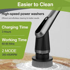 WKY-Electric Spin Scrubber - Upgraded 12-in-1 IPX7 Waterproof Shower Scrubber, Retractable Handle & 2-Speed for Toilet, Bathroom, Bathtub, Tile Floors