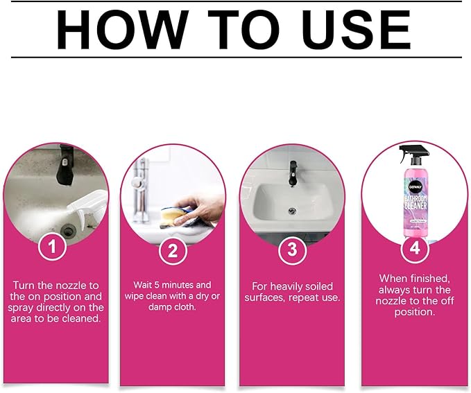 Gefanly Bathroom Cleaner, 20 Fl Oz Powerful Pink Bathroom Cleaner Spray, Bathrooms Descaler Foam Cleaners for Sink Tub Floor Tile (2pcs)