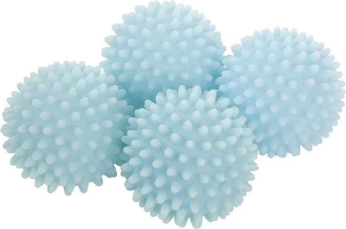 S&T INC. Reusable Plastic Dryer Balls, Fabric Softener for Laundry, Light Blue, 2.5 in, 4 Pack