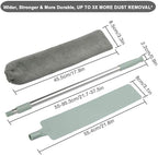Dust Brush Under Appliance Microfiber Duster with Extension Pole (40 to 55 inches) Bendable, Washable, Extendable Gap Dusters for Sofa Bed Furniture Bottom - Wet or Dry Gray