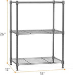IZEUK 3 Tier Shelf, Heavy Duty Steel Wire Shelving Unit for Home, Kitchen, Laundry Room Organization, Office Storage Rack (17.7" W x 11.8" D x 26.3" H, 450LBS, Grey)
